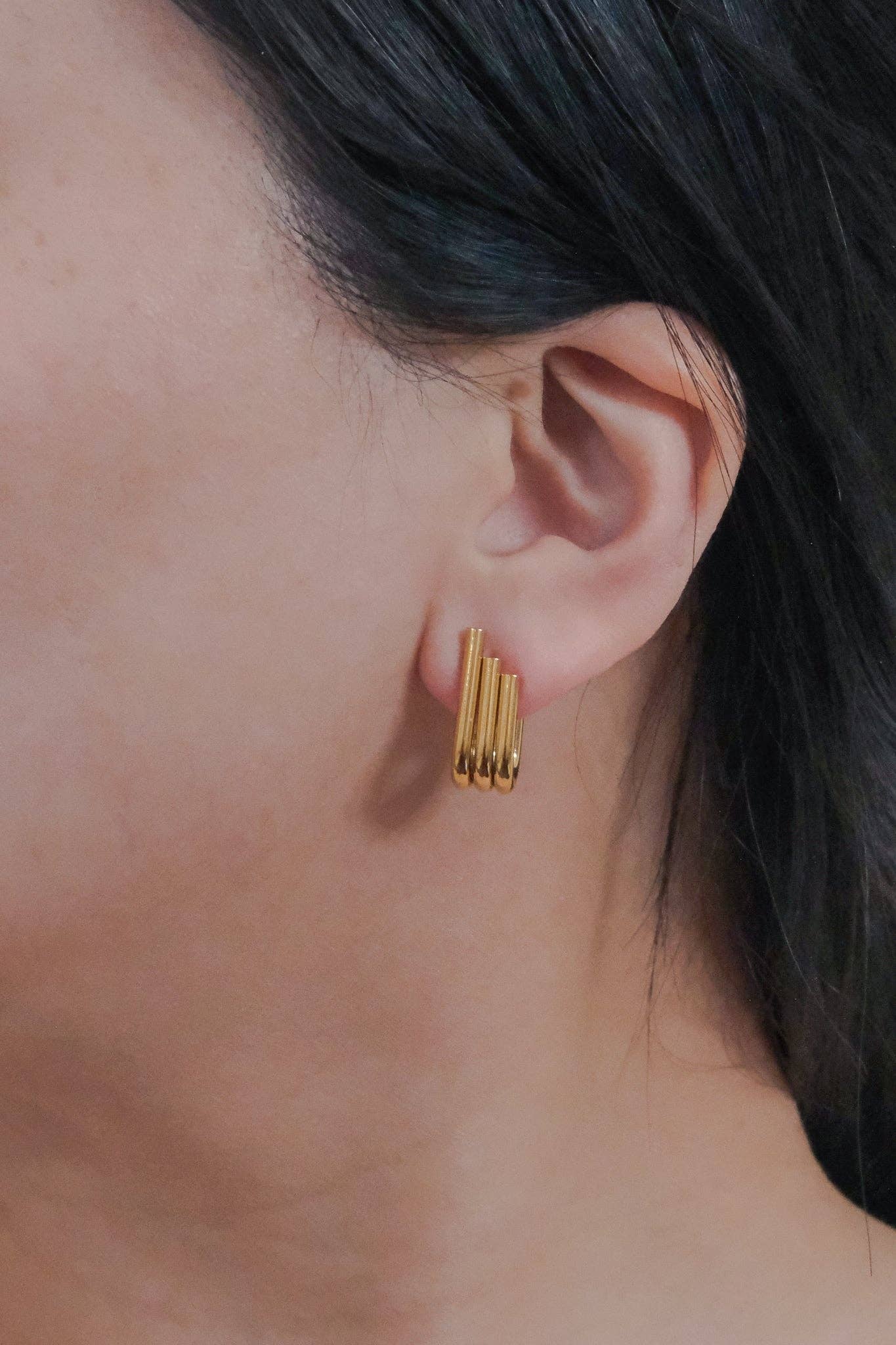Lovoda Pipes Stud Earrings - 14K Gold Plated
