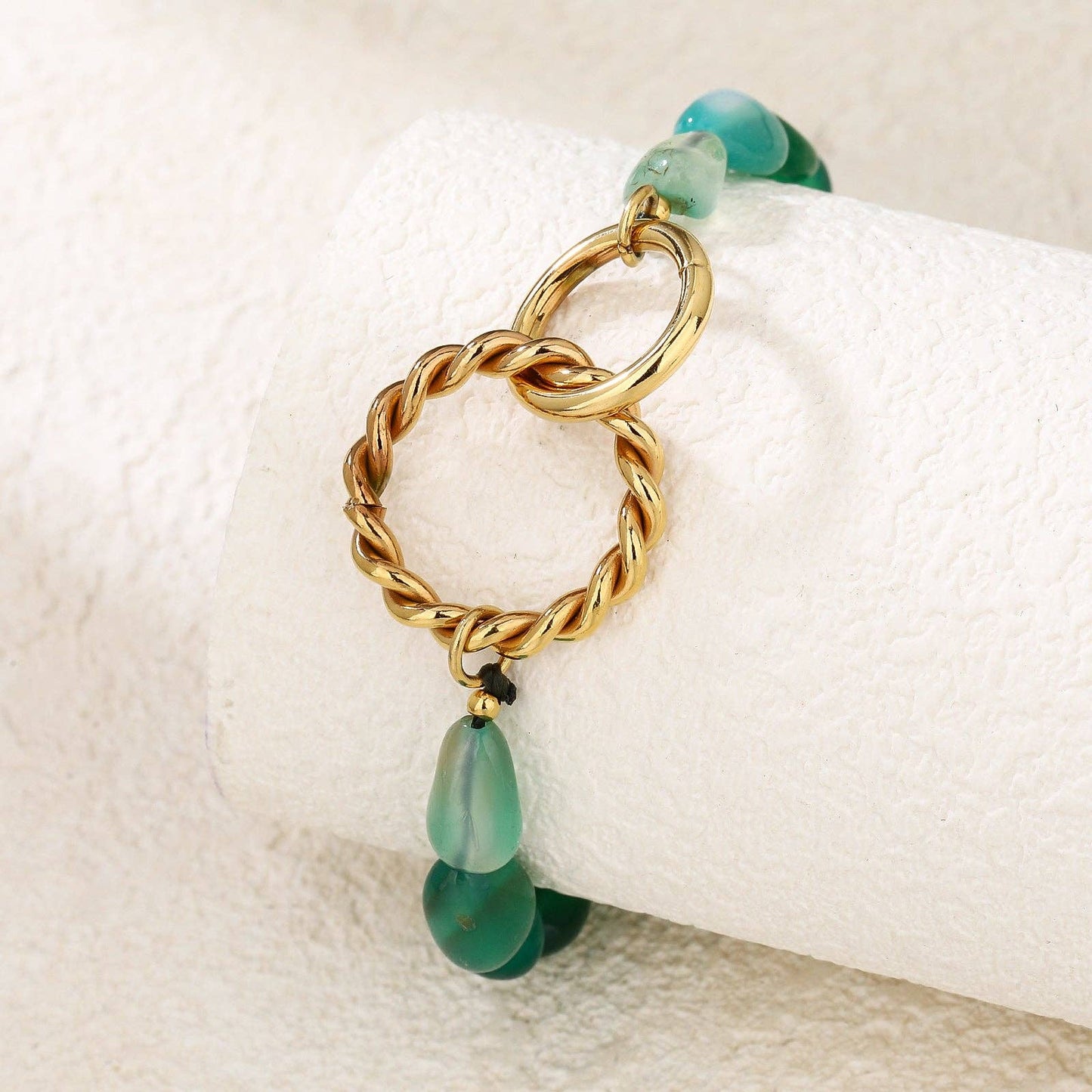 RB Crystal Beaded Bracelet - Green/18K Gold Plated