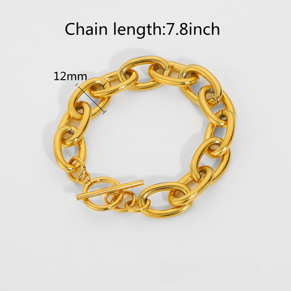 Multi Style 18K Gold Plated Steel Chain Bracelets - FGS