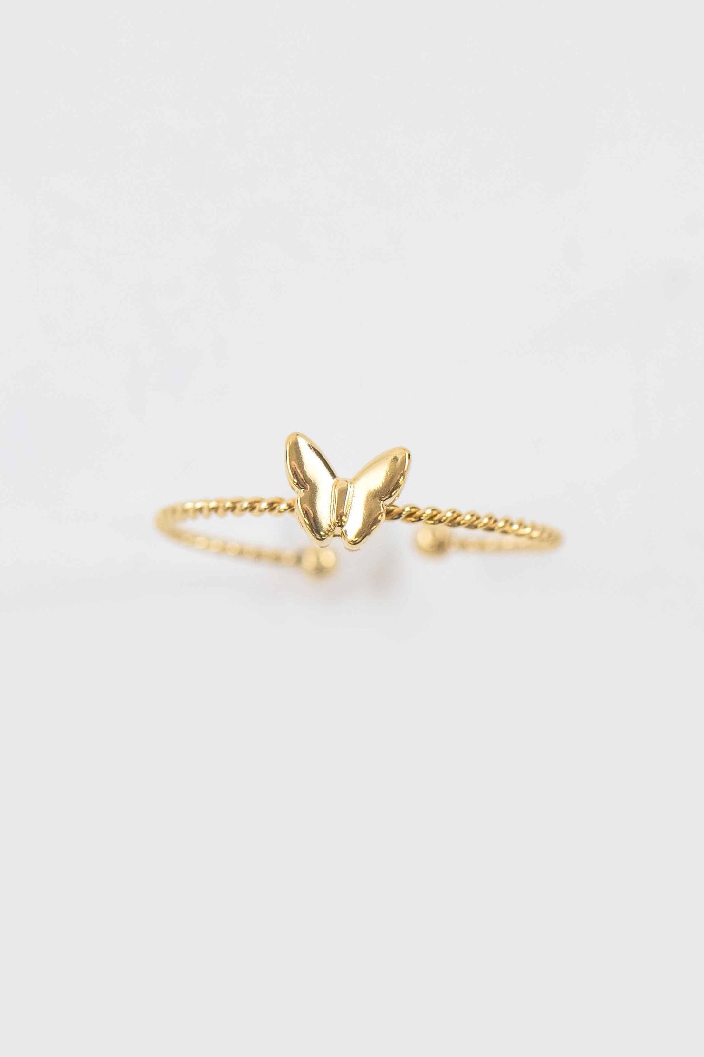 Lovoda Butterfly Charm Adjustable Ring - 14K Gold Plated