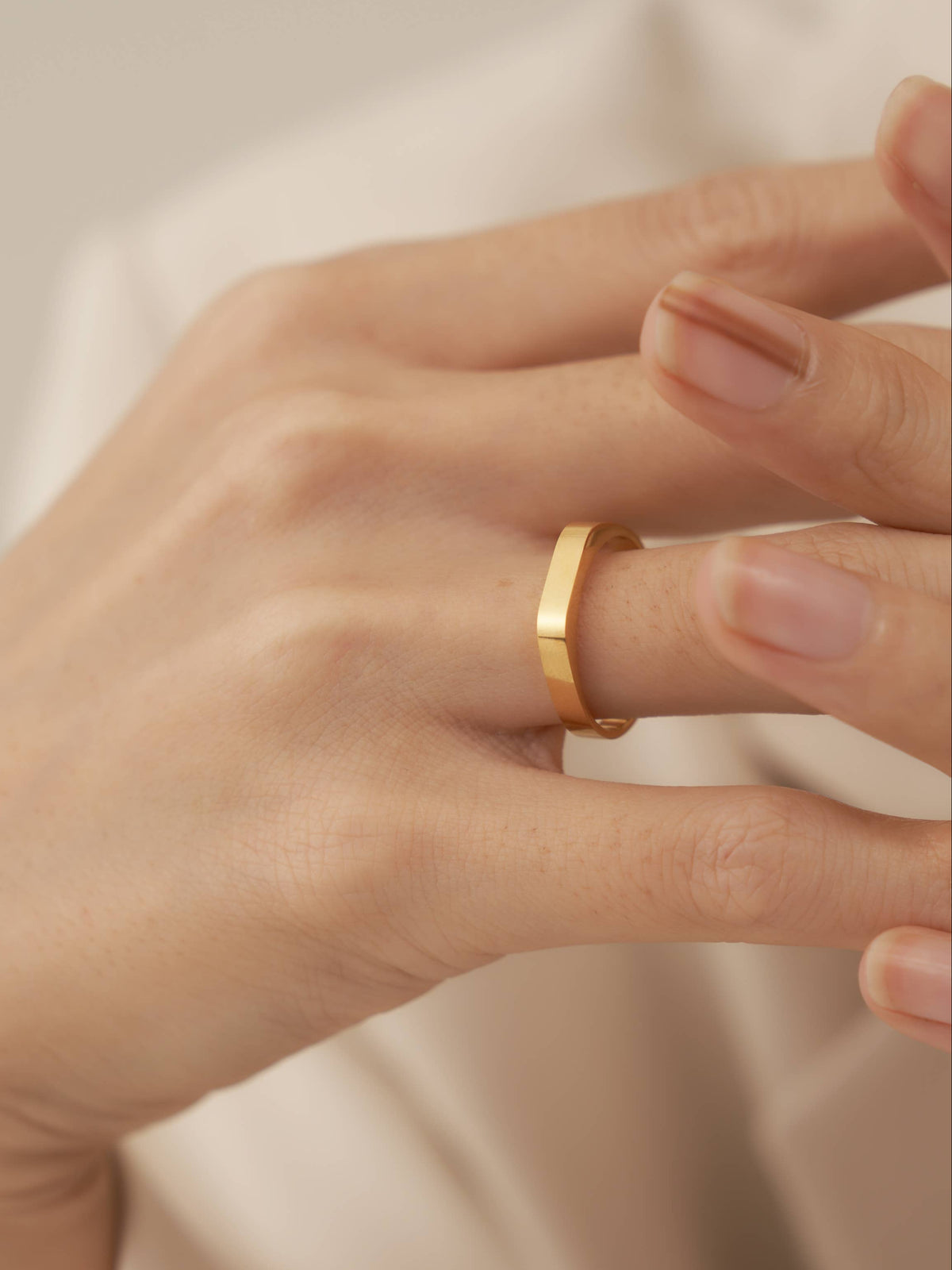 FS Matte Square Style Gold Band - 18k Gold Plated
