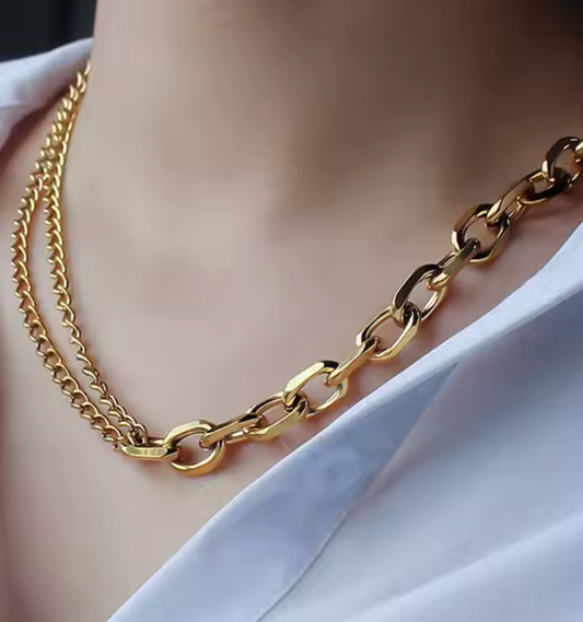 Mix it up Steel Chain Necklace- 18K PVD plated