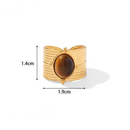 Mio Queena Inlaid Stone Rings - Gold