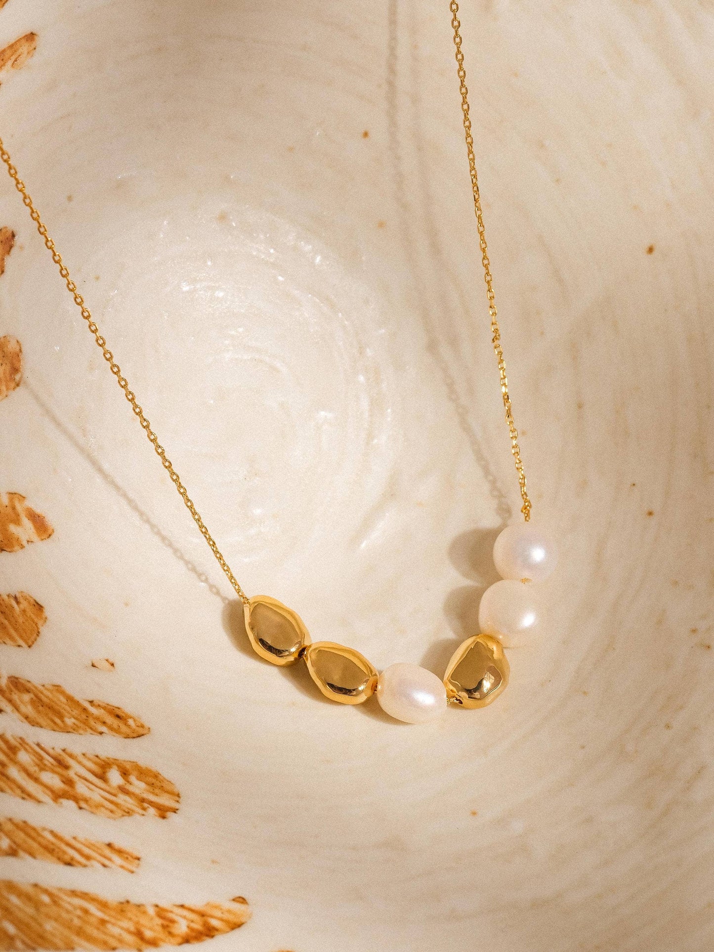 FMAIQ Maud Freshwater Pearl Beaded Necklace - 18K Gold Plated