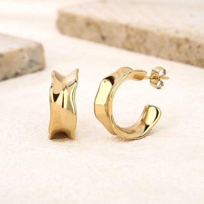 RB Chunky Gold Hoop Earrings - 18K Gold Plated