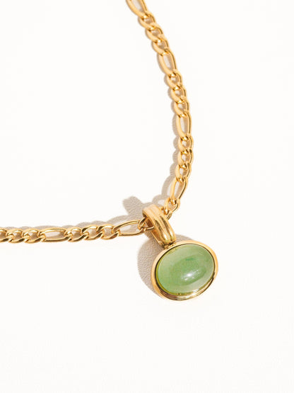 FMAIQ Winslow Stone Pendant Chain Necklace - Green/18K Gold Plated