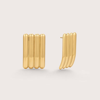 Saint Fatale Liana Long Ribbed Earrings - Gold