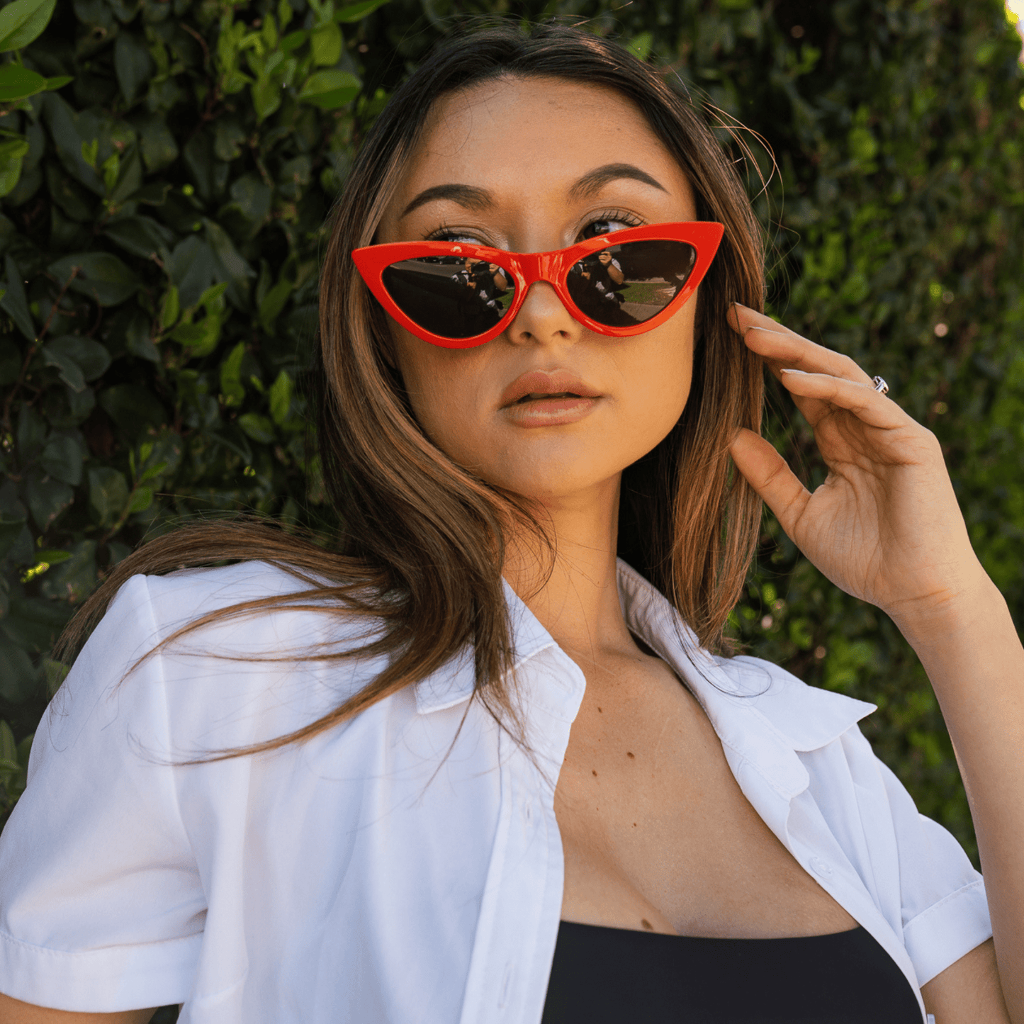 Morspecs Retro Cat Eye Sunglasses - Tabby Red/Smoke
