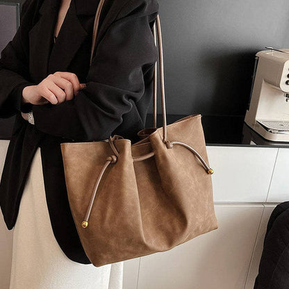 Autumn Winter Vintage Matte Tote Bag Large Capacity Shoulder Bag