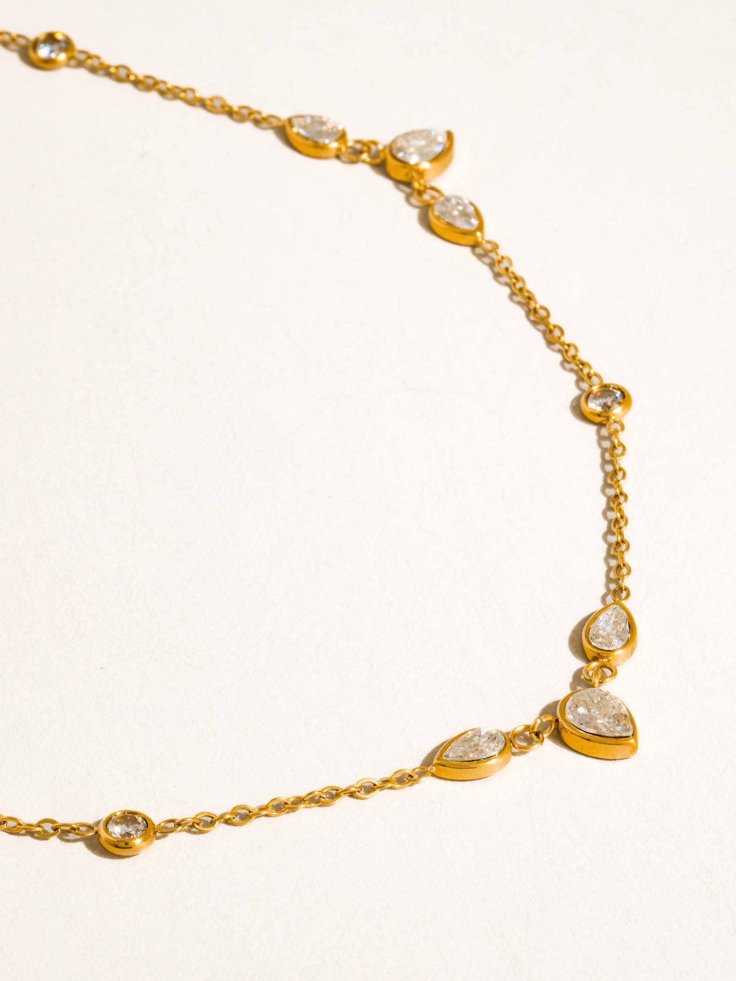 FMAIQ Elarae CZ Teardrop Layered Necklace - 18K Gold Plated