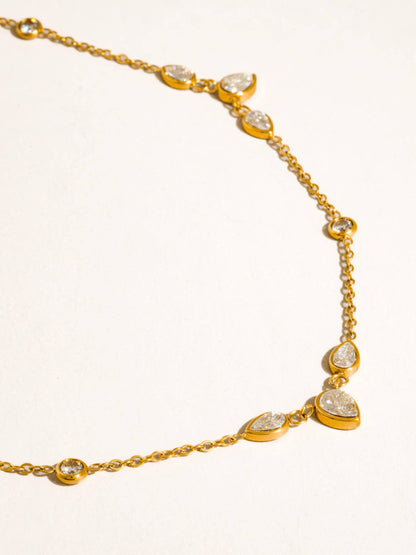 FMAIQ Elarae CZ Teardrop Layered Necklace - 18K Gold Plated