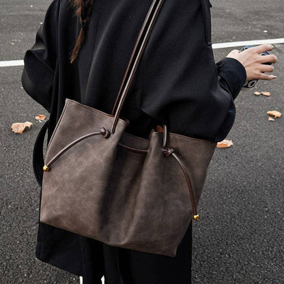 Autumn Winter Vintage Matte Tote Bag Large Capacity Shoulder Bag