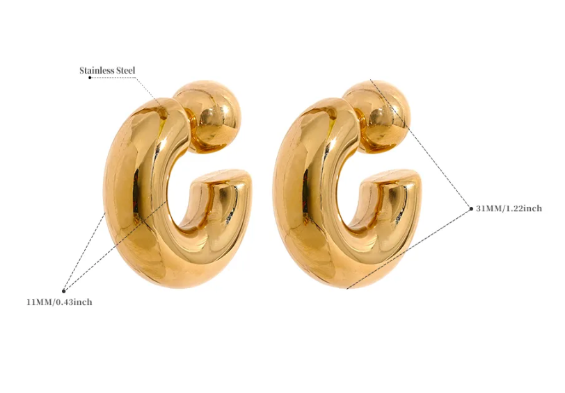 Thea O Hoop Earring - 14k Gold Plated Stainless steel