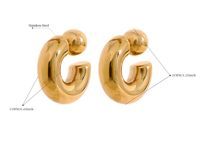 Thea O Hoop Earring - 14k Gold Plated Stainless steel