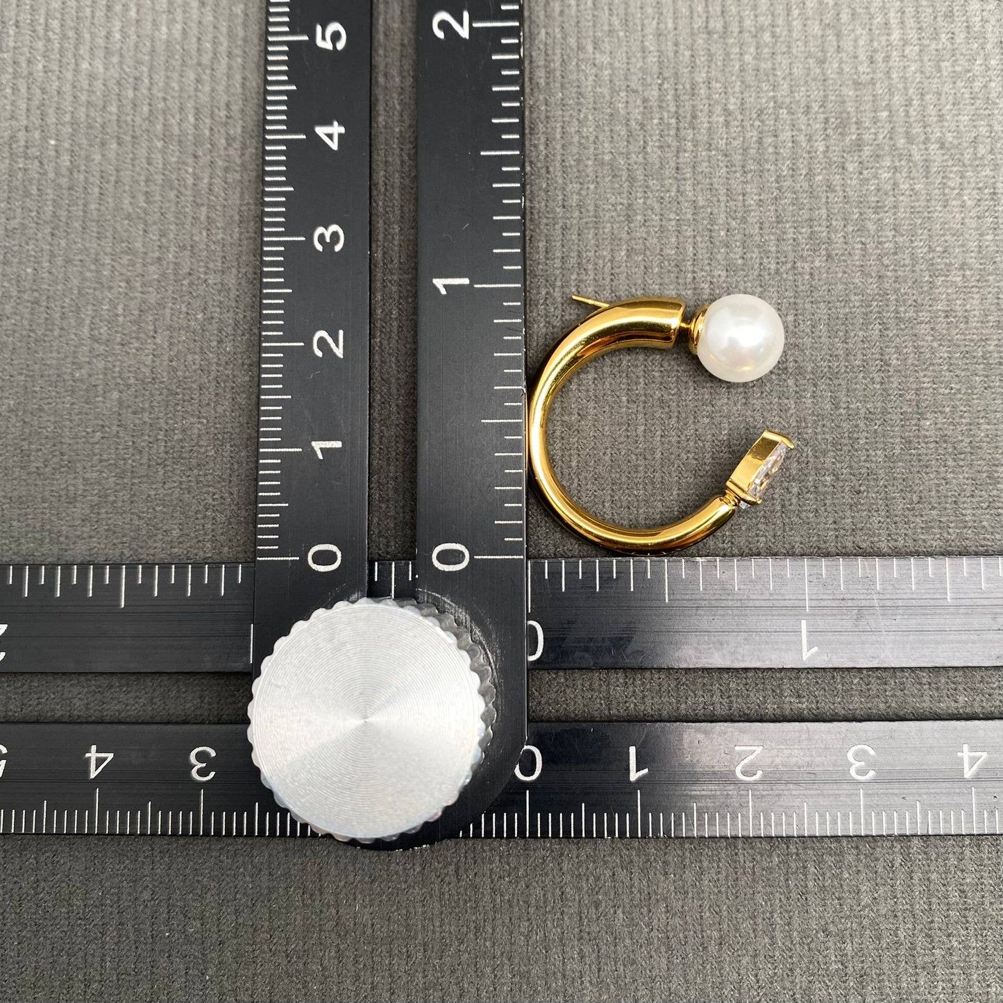 Zircon Inlaid 18K Golden S.Steel Pearl Stud Earrings - FGS