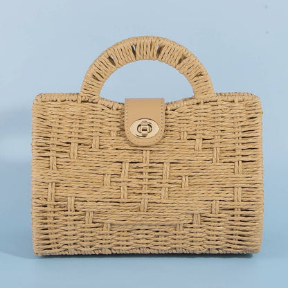 AS Natural Woven Straw Top Handle Bag