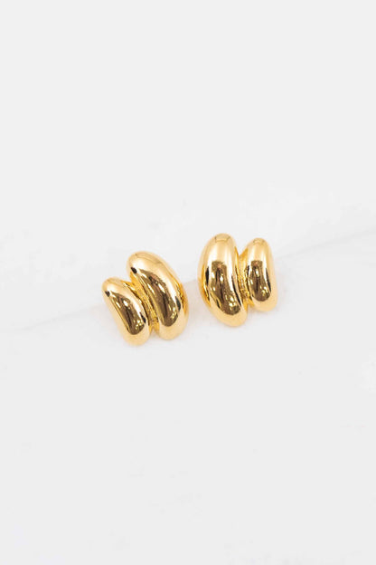 Lovoda Sculpted Curve Stud Earrings - 18K Gold Plated