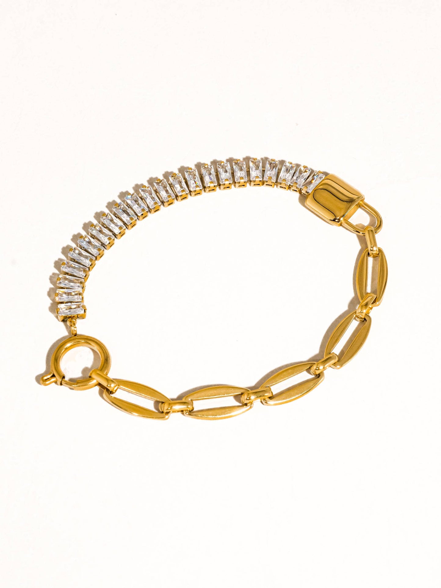 FM Benson Rhinestone Chain Bracelet - 18K Gold Plated