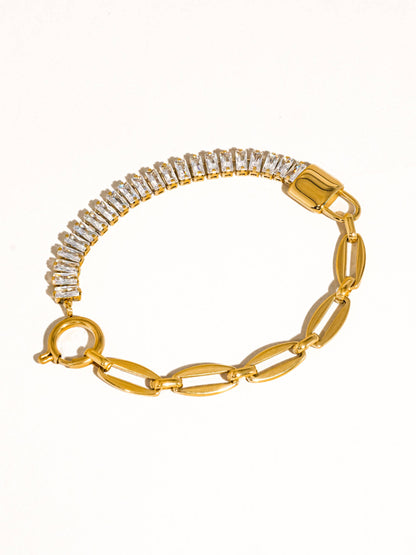 FM Benson Rhinestone Chain Bracelet - 18K Gold Plated