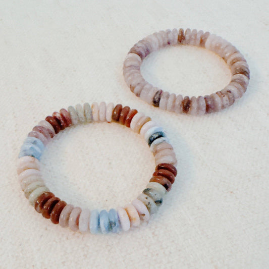 Ellison + Young Natural Stone Stretch Bracelet - Blush & Earthy Canyon