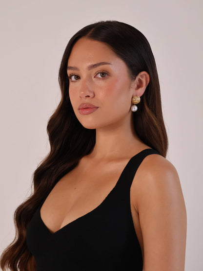 Saint Fatale Alaiya Balloon Drop Pearl Earrings - Gold