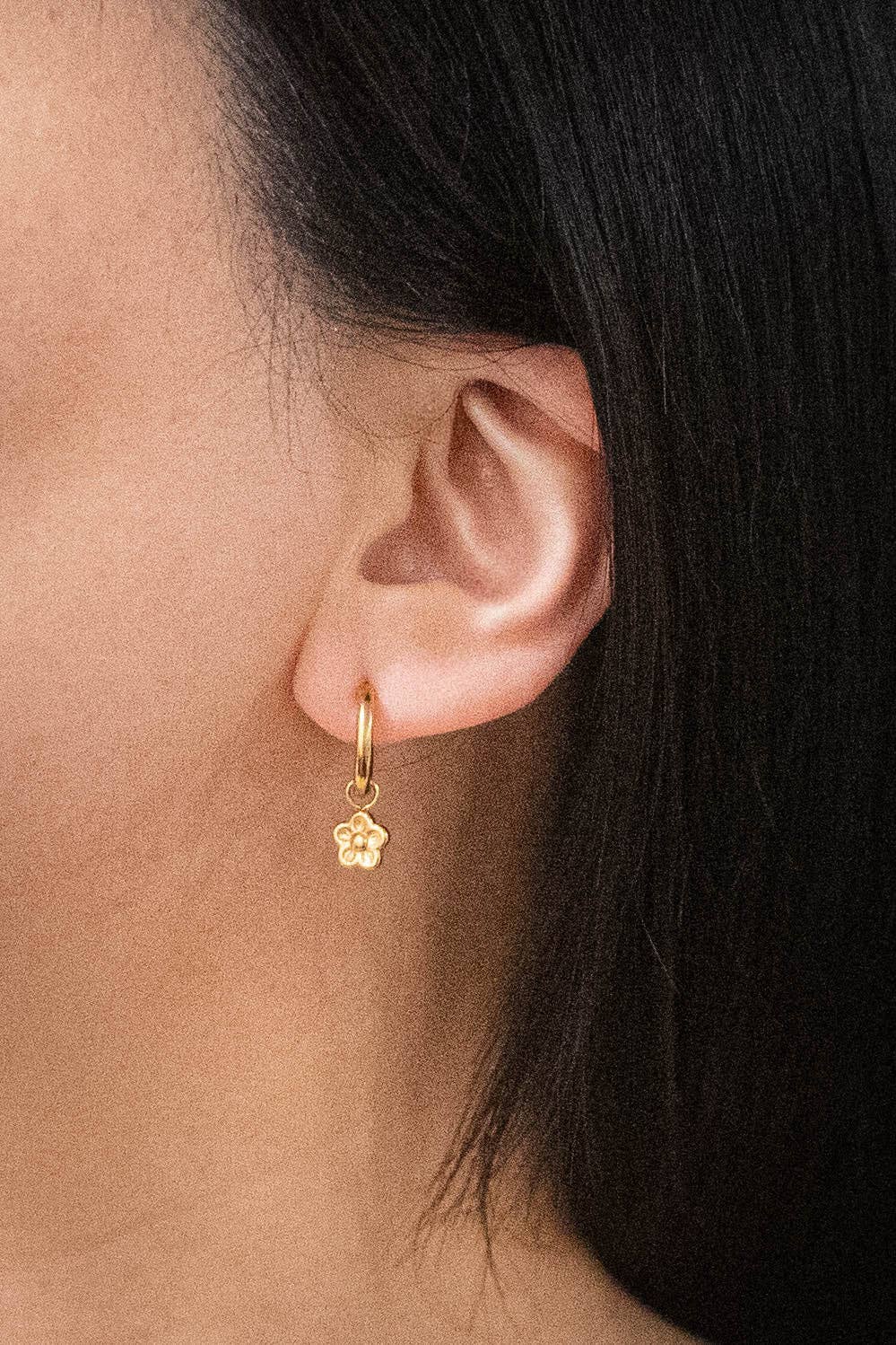 Lovoda Bloom Huggie Hoop Earrings - 14K Gold Plated