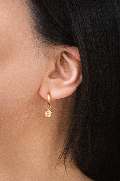 Lovoda Bloom Huggie Hoop Earrings - 14K Gold Plated