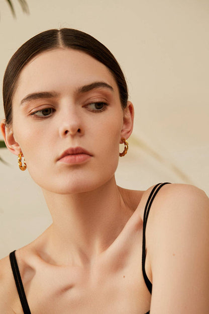 RB Twisted Hoop Earrings - 18K Gold Plated
