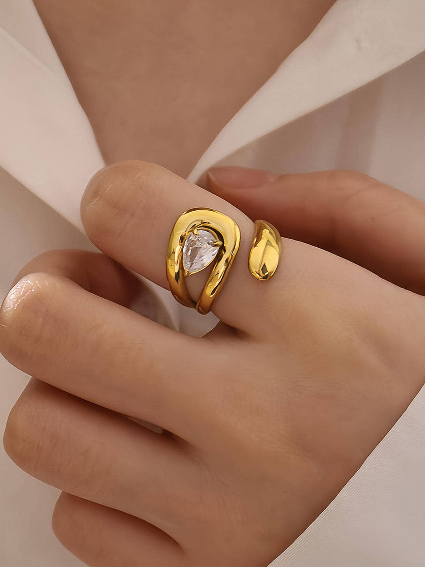 FM Ronnie Wrap CZ Ring - 18K Gold Plated