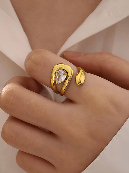 FM Ronnie Wrap CZ Ring - 18K Gold Plated