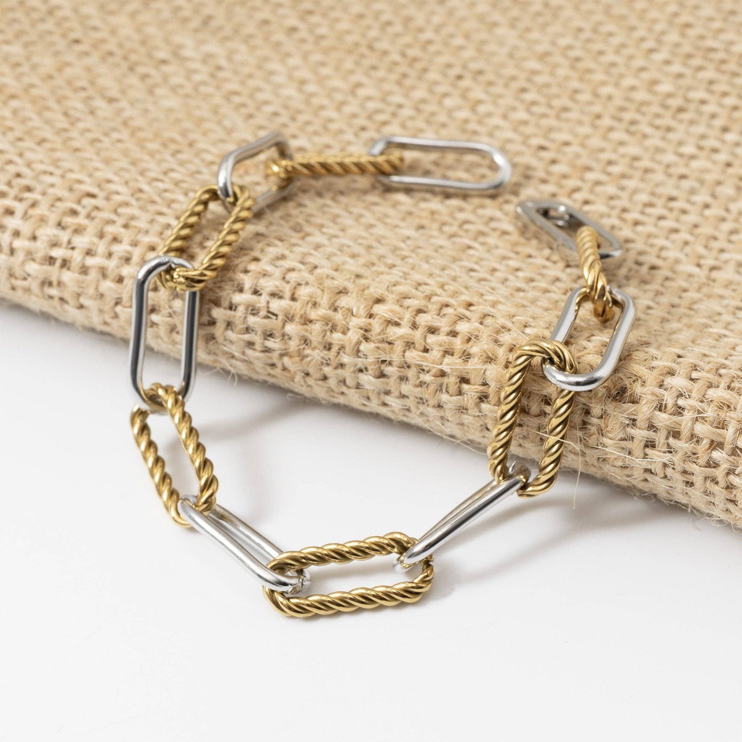 WJW Mixed Metal Twist Chain Bracelet - 18K Gold/Stainless