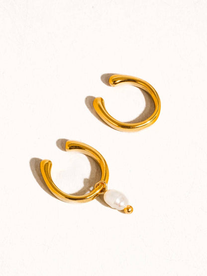 FM Talon Pearl Hoop Ear Cuff - 18K Gold Plated