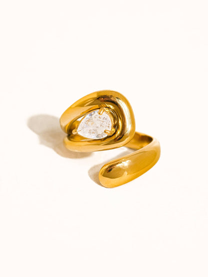 FM Ronnie Wrap CZ Ring - 18K Gold Plated