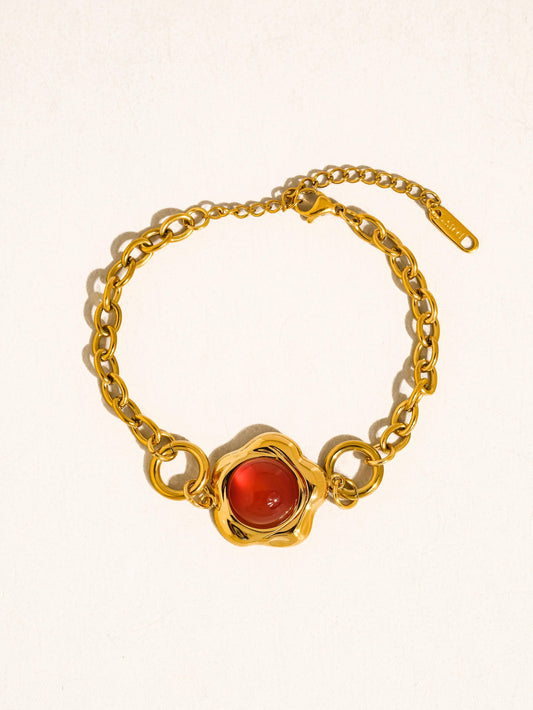 FM Plume Stone Bracelet - 18K Gold Plated/Red