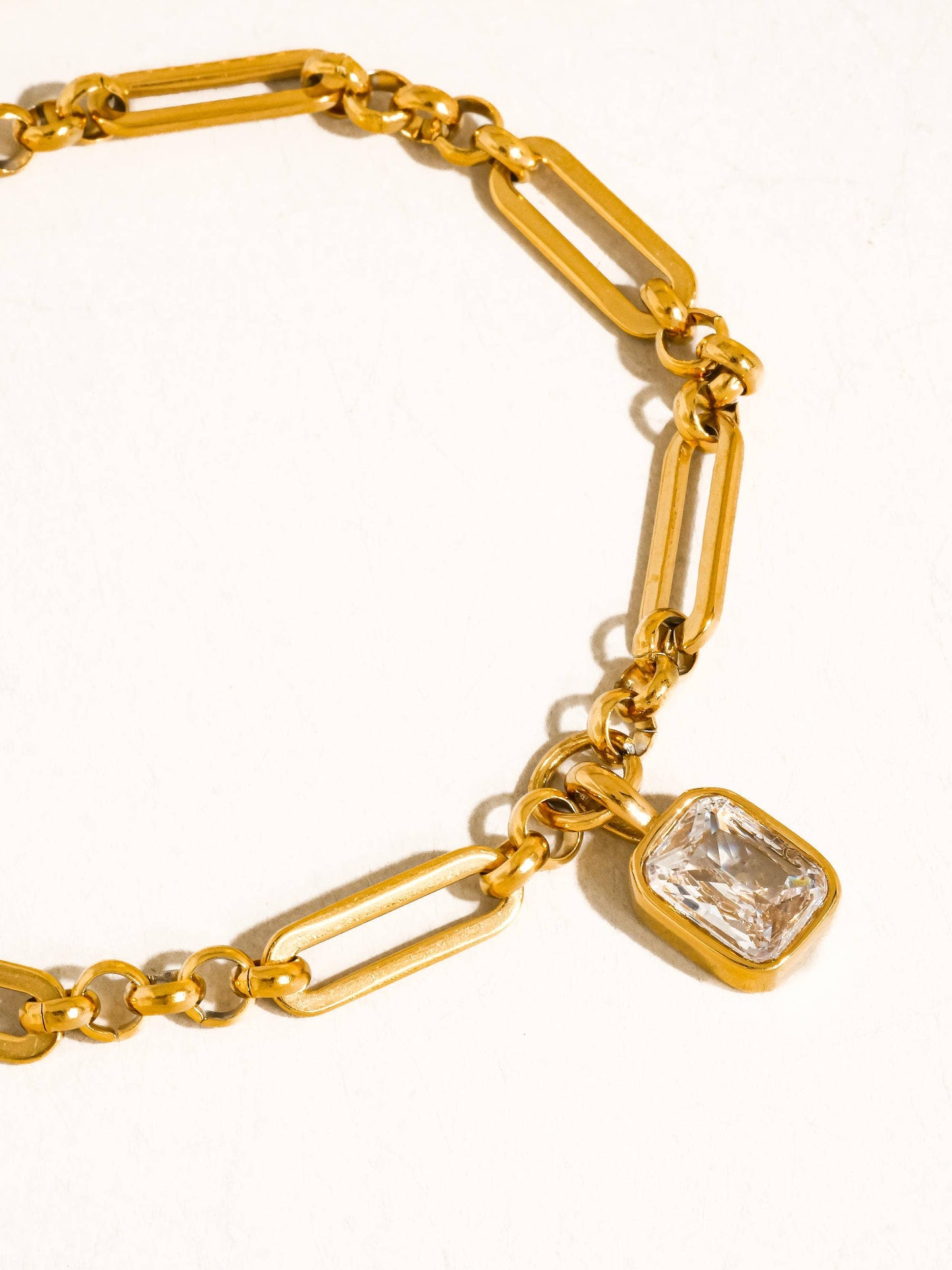 FM Leland CZ Link Bracelet - 18K Gold Plated