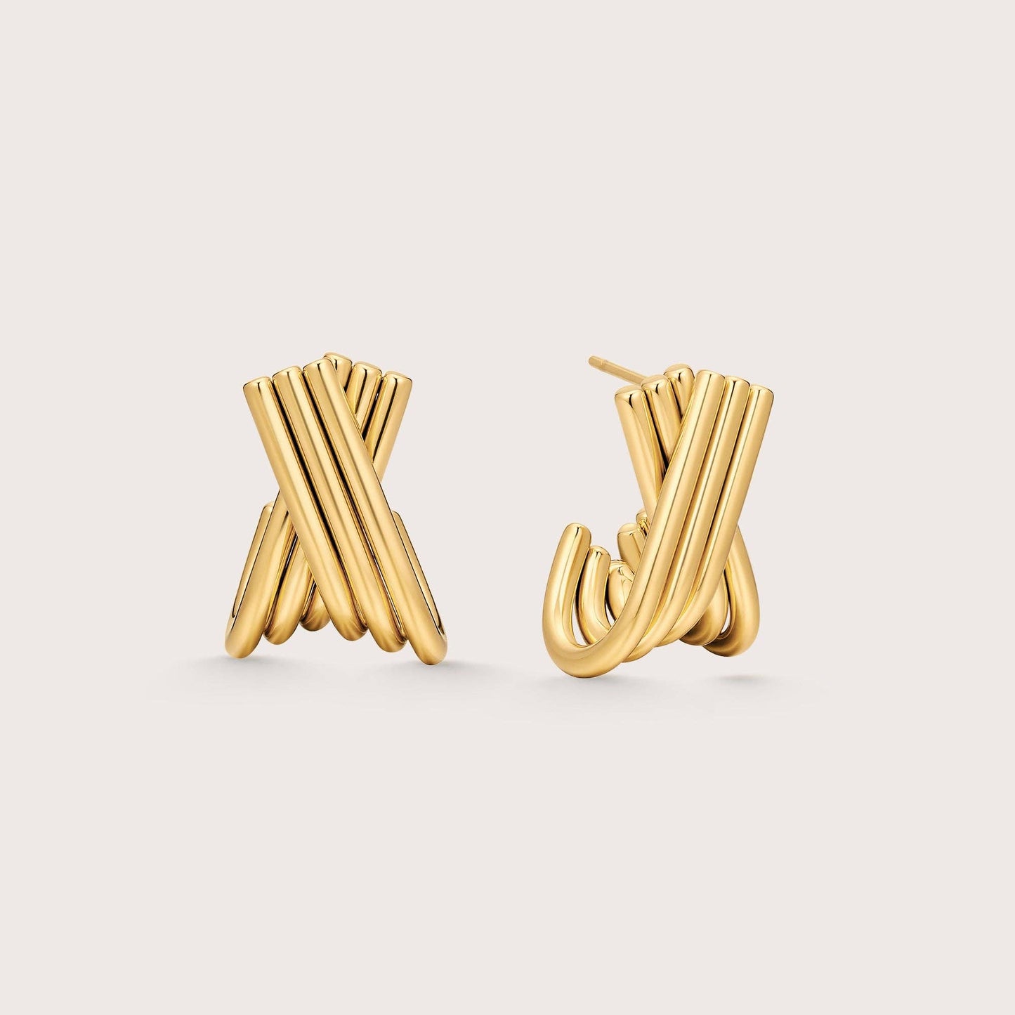 Saint Fatale Daphne Cross Ribbed Earrings - Gold