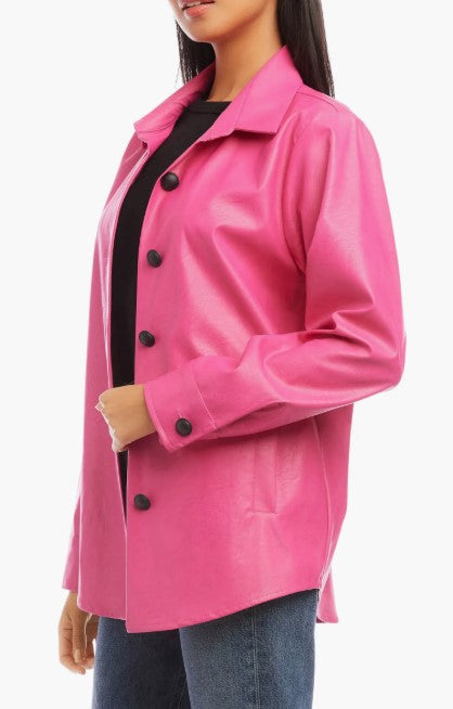 Fifteen Twenty City Faux Leather Jacket - Hot Pink